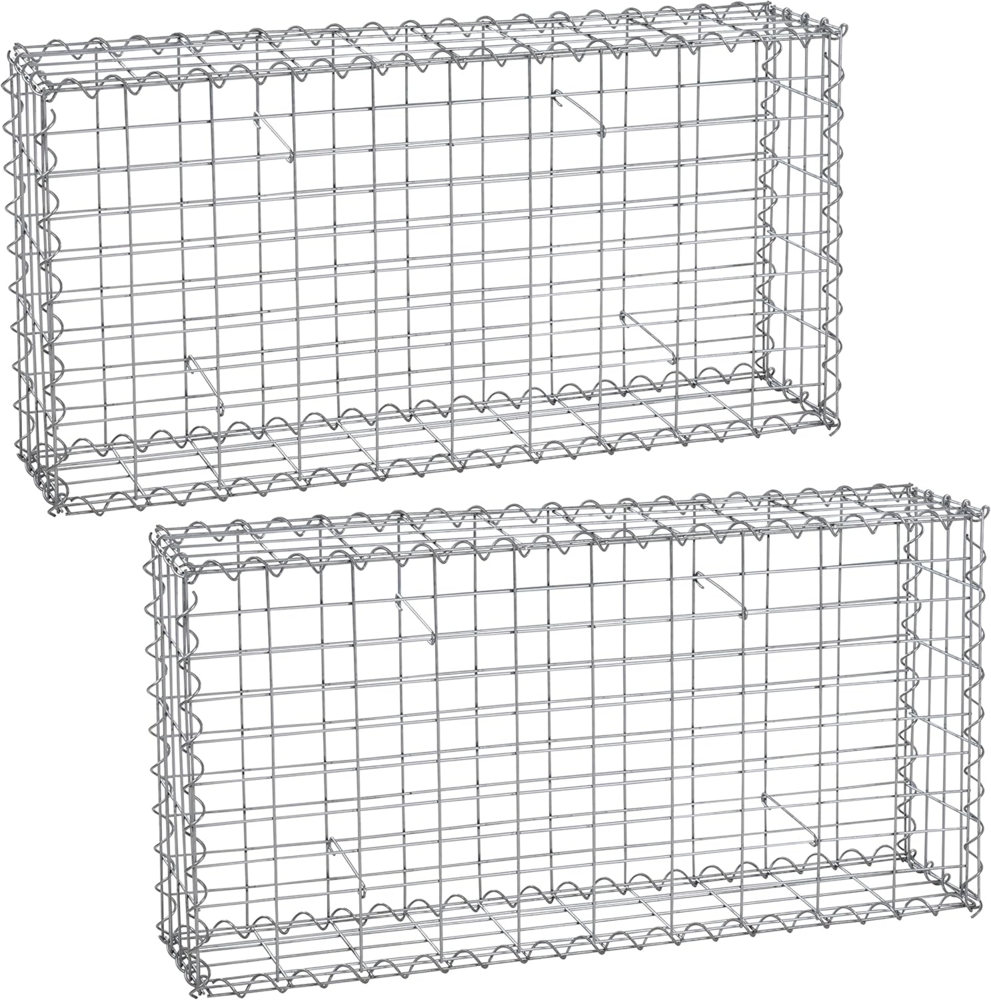 Gabione Steingabionen Steinkorb Gabionen Wand Drahtkorb Mauer 100x50x20 cm 2x Bild 1