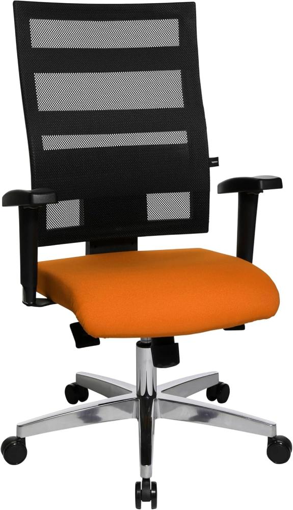 Topstar X-Pander 959TT340, Bürostuhl, Schreibtischstuhl, inkl. höhenverstellbare Armlehnen, Netzbezug, Bezugsstoff, orange/schwarz Bild 1