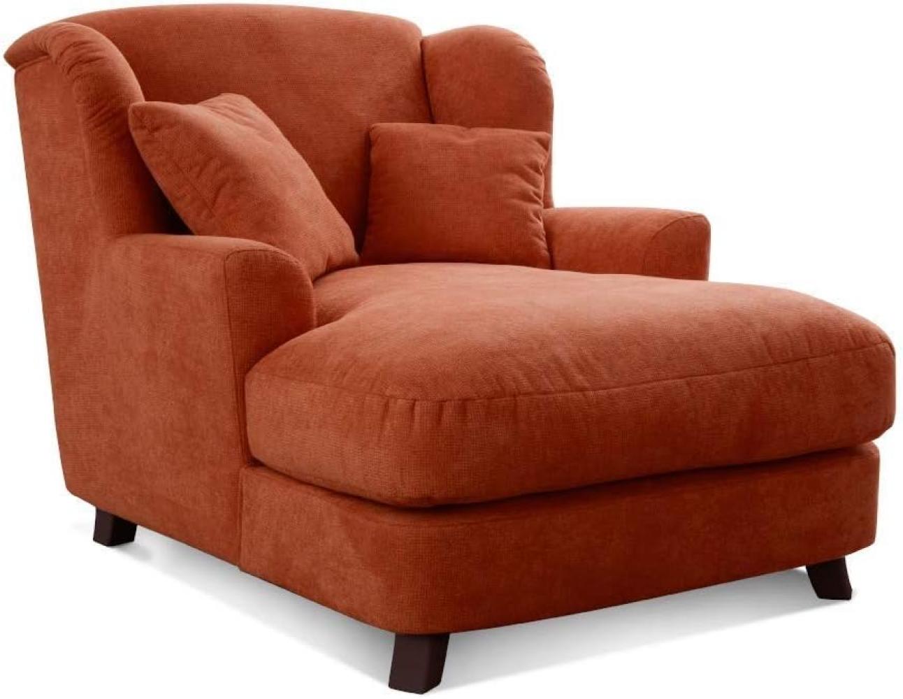 Cavadore XXL-Sessel Assado / Großer Polstersessel mit Holzfüßen und großer Sitzfläche / Inkl. 2 Zierkissen / 109 x 104 x 145 / Webstoff Orange (Terra) Bild 1