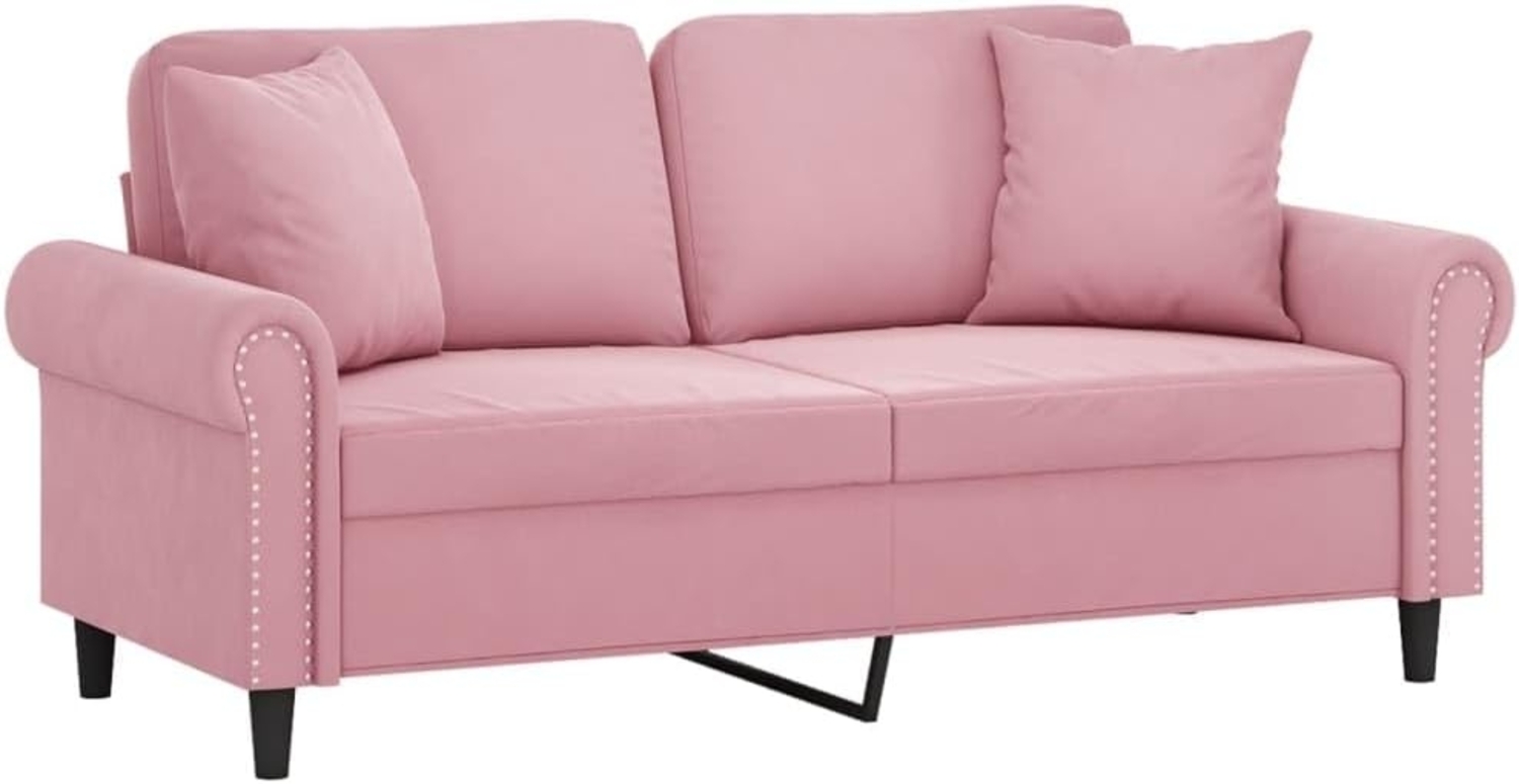 2-Sitzer-Sofa mit Zierkissen Rosa 140 cm Samt 3200948 Bild 1