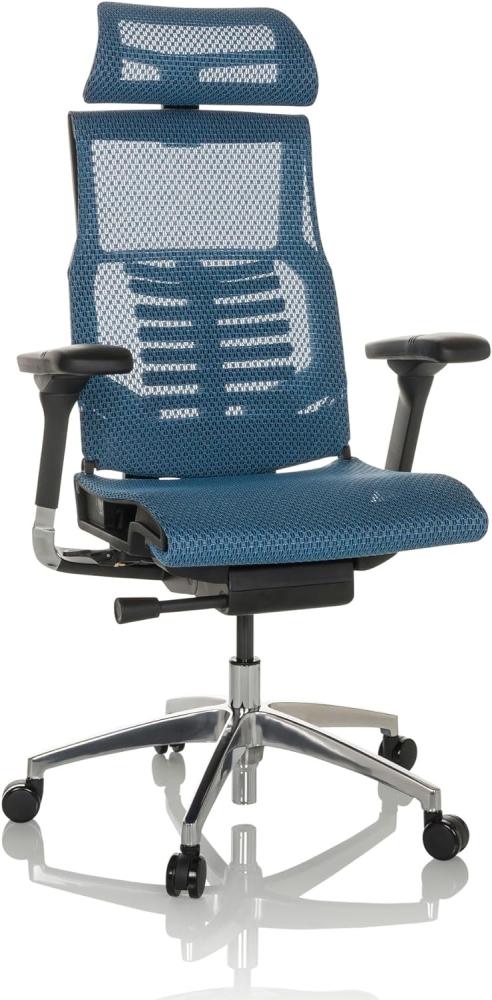 hjh OFFICE Profi Bürostuhl DYNAFIT II Netz ergonomischer Drehstuhl mit Flexibler Lordosenstütze, Blau, 652285 Bild 1