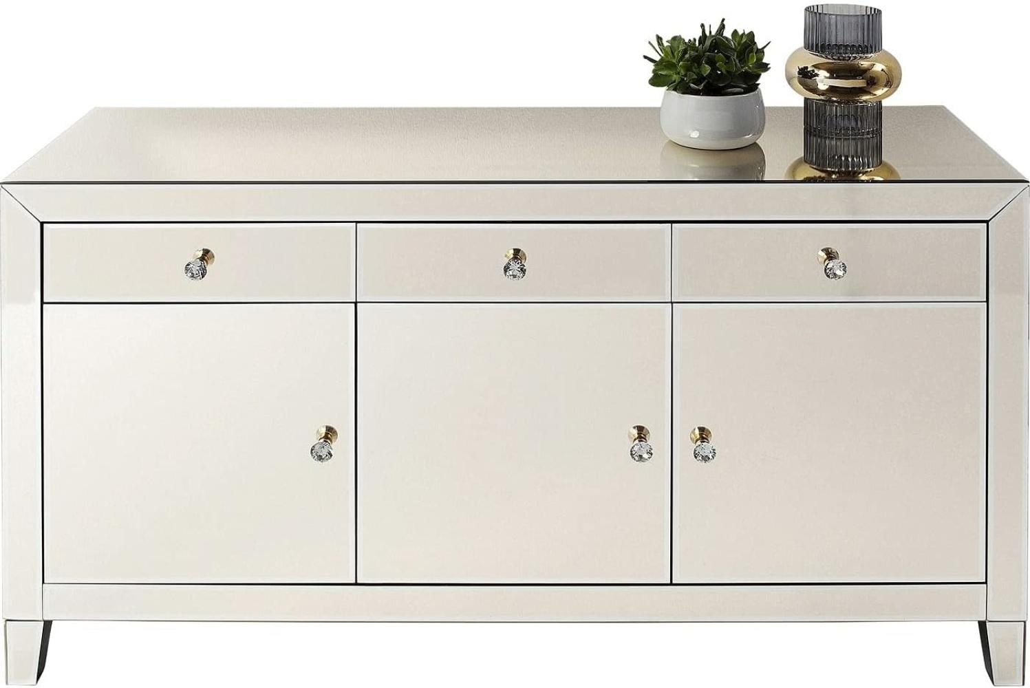 Kare Design Sideboard Luxury Champagne, Champagnerfarbenes Sideboard verspiegelt, mit Türen und Schüben, edle Griffe, (H/B/T) 77 x 140,5 x 45 cm, Champagner Bild 1