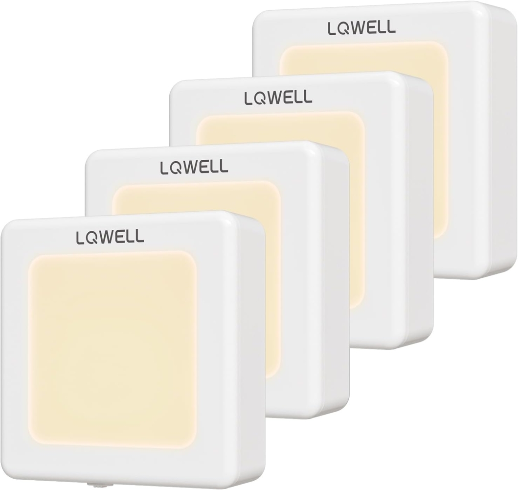 LQWELL LED Steckdosenleuchte Nachtlicht Steckdose Faltbar mit Dämmerungssensor, Nachtlampe Einstellbare Helligkeit, LED fest integriert, Automatisch Steckdosenlicht, Orientierungslicht Warmweiß, Bewegungsmelder, 1/2/3 Stück LED Nachtlicht Kinder Bild 1