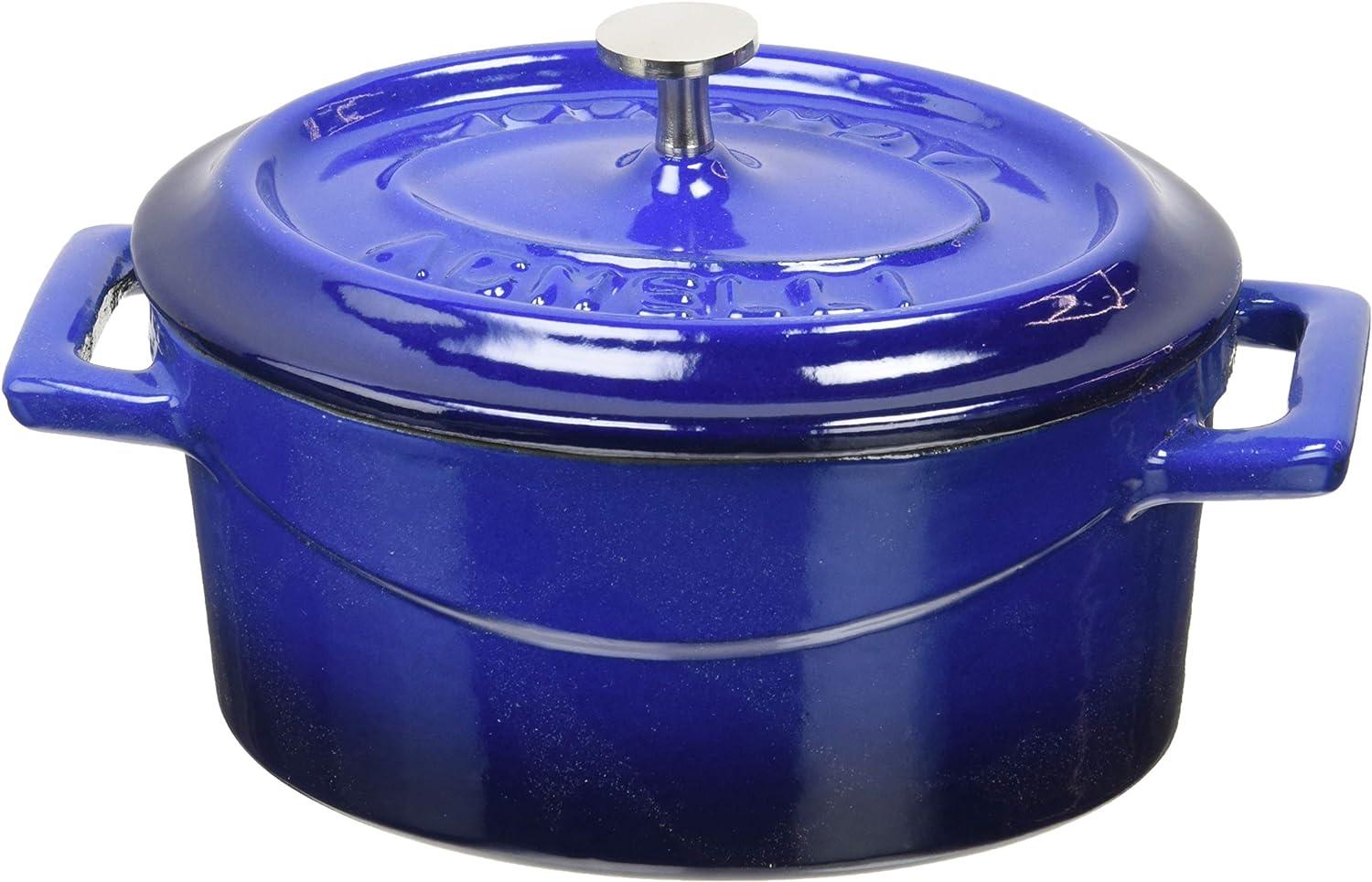 Pentole Agnelli Slowcook Kasserolle oval mit 2 Griffen, aus Gusseisen 0. 4 litri blau Bild 1