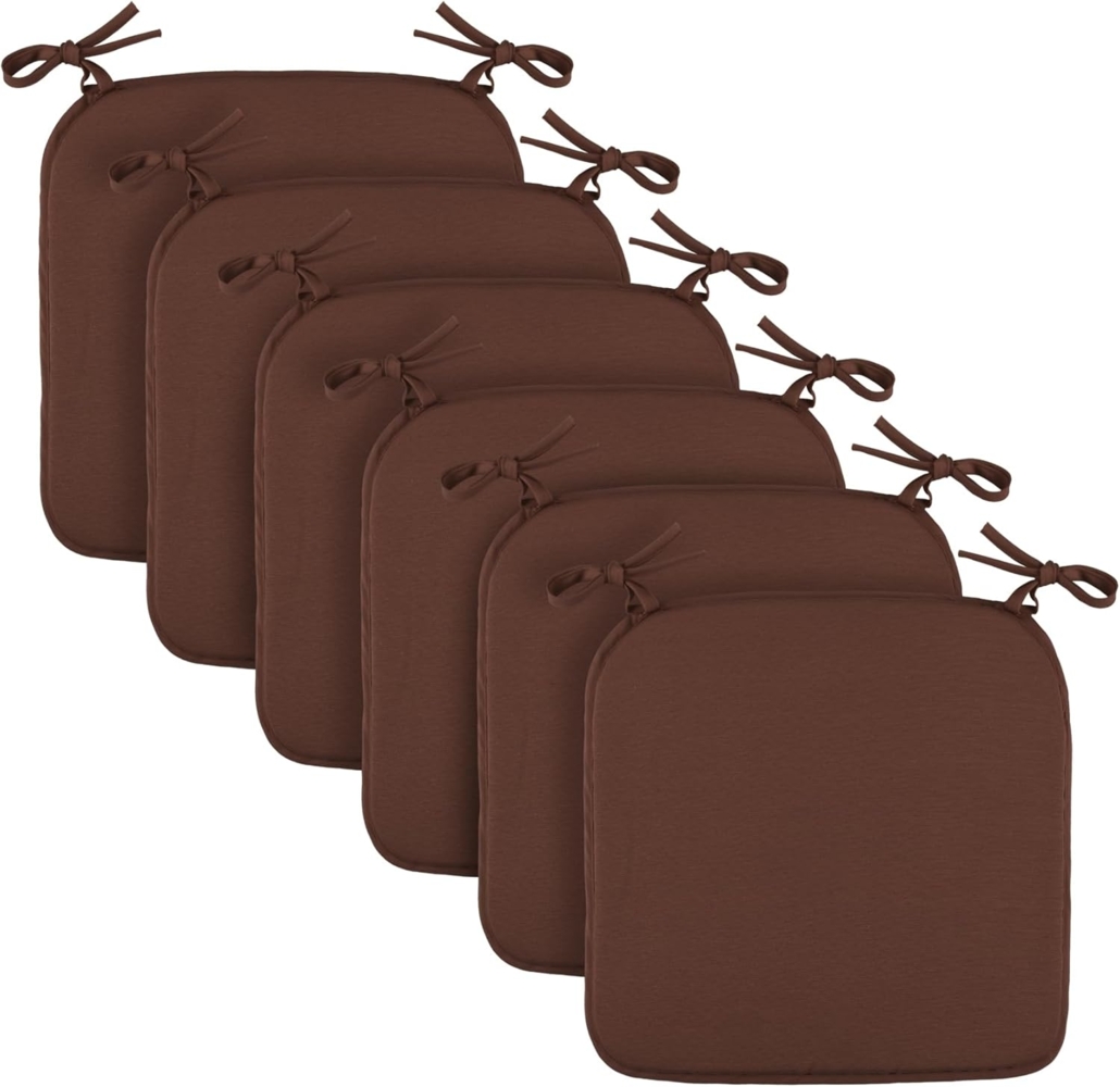 Bestlivings Stuhlkissen Canvas Sitzauflage Uni, Stuhlauflage (Schoko) Stuhlkissen mit Haltebändern 38x38cm Bild 1