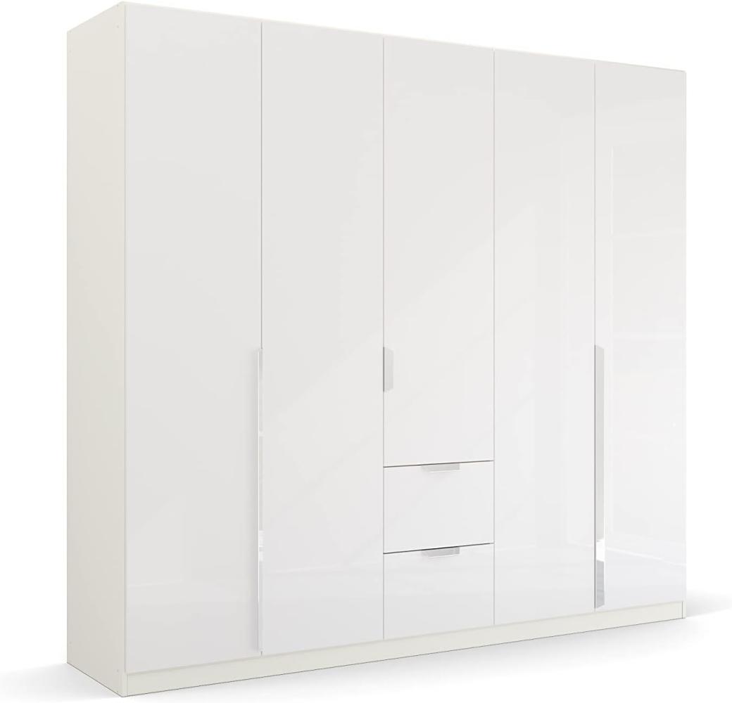 Kleiderschrank Drehtürenschrank Glamour | 5-türig | mit Schubkästen | weiß Hochglanz / alpinweiß | 226x210 Bild 1