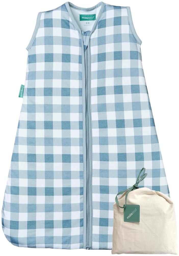 molis&co - Baby Schlafsack ärmellos - Ideal für Frühling und Herbst - Babyschlafsack 1 tog ohne Ärmel - Leicht gepolstert - 100% Baumwolle (Oeko-TEX 100), Premium Qualität - Artic Check (95 cm) Bild 1