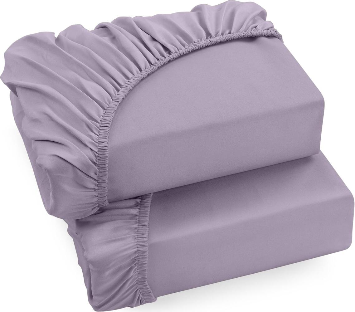 Utopia Bedding - 2er Set Spannbettlaken 90x200cm - Lavendel - Gebürstete Mikrofaser Spannbetttuch - 35 cm Tiefe Tasche Bild 1