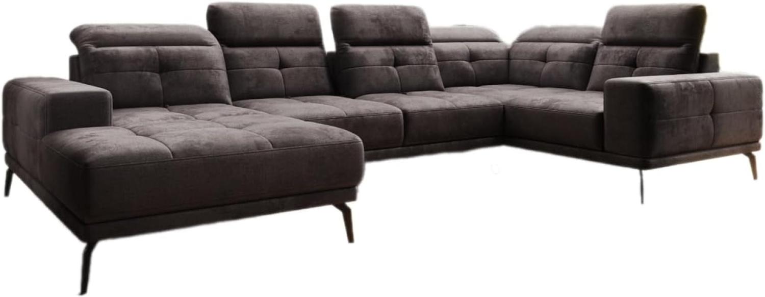 Designer Sofa Nerio mit verstellbarer Kopf- und Rückenlehne Samt Dunkelbraun Links Bild 1