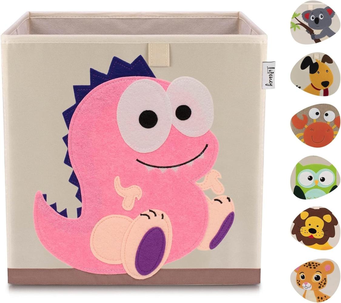 Lifeney Aufbewahrungsbox mit Dinosaurier Motiv I Spielzeugbox mit Tiermotiv passend für Würfelregale I Ordnungsbox für das Kinderzimmer I Aufbewahrungskorb Kinder Bild 1