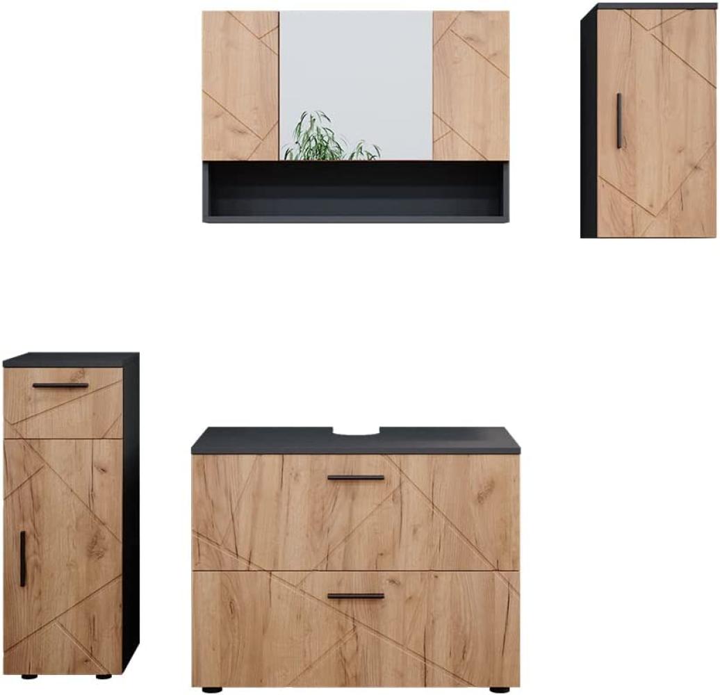 Vicco Badmöbelset Irma Anthrazit Eiche modern 80 cm 30 cm Badezimmerschrank Badschrank Badezimmermöbel Waschtischunterschrank Spiegelschrank Midischrank Hängeschrank Schranktür Schrankschublade Bild 1