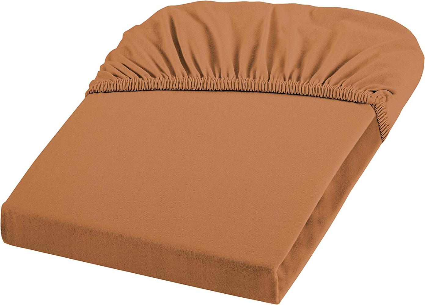 Fleuresse Fein-Jersey Spannbetttuch Bettlaken 90 x 190 cm - 100 x 200 cm Elastan 5215 orange Bild 1