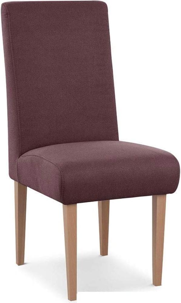 CAVADORE Esszimmerstuhl Kira / Polsterstuhl für Küche, Esszimmer oder Wohnküche / Passend zur Küchengarnitur Kira / Leichte Fleckenentfernung dank Soft Clean / 48 x 103 x 62 / Flachgewebe: Weinrot Bild 1