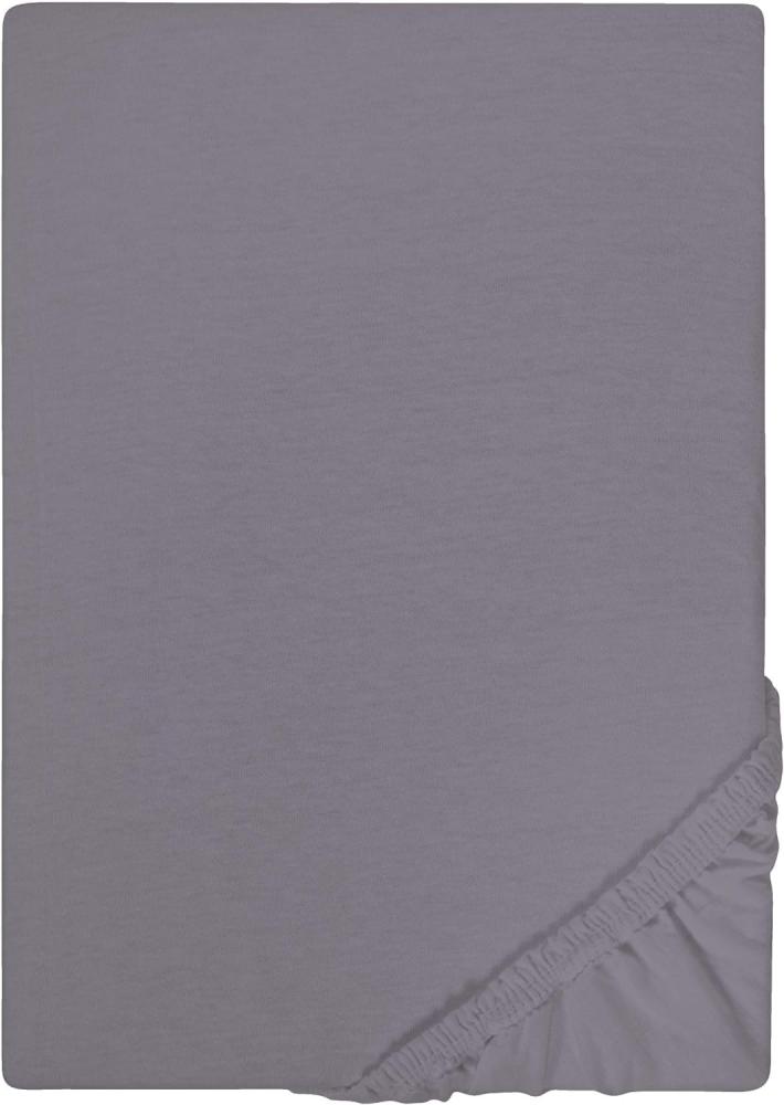 Castell 0077113 Jersey-Stretch Spannbetttuch (Matratzenhöhe max. 22 cm) (Baumwolle) 140x200 cm -> 160x200 cm, silber/grau Bild 1