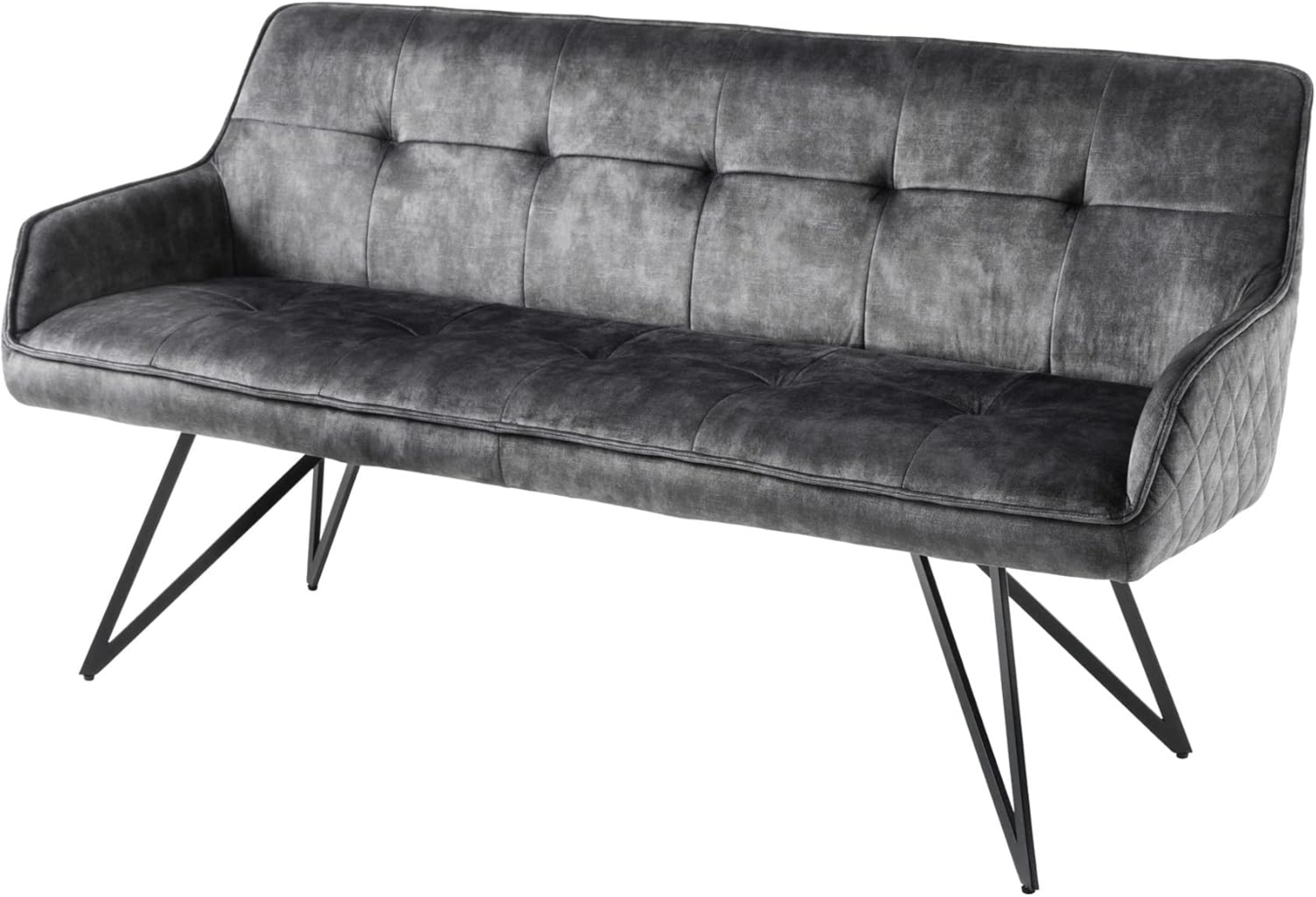 riess-ambiente Sitzbank EUPHORIA 156cm dunkelgrau / schwarz (1-St), Wohnzimmer · Samt · Metall · Flur · Küche · Esszimmer · Retro Design Bild 1