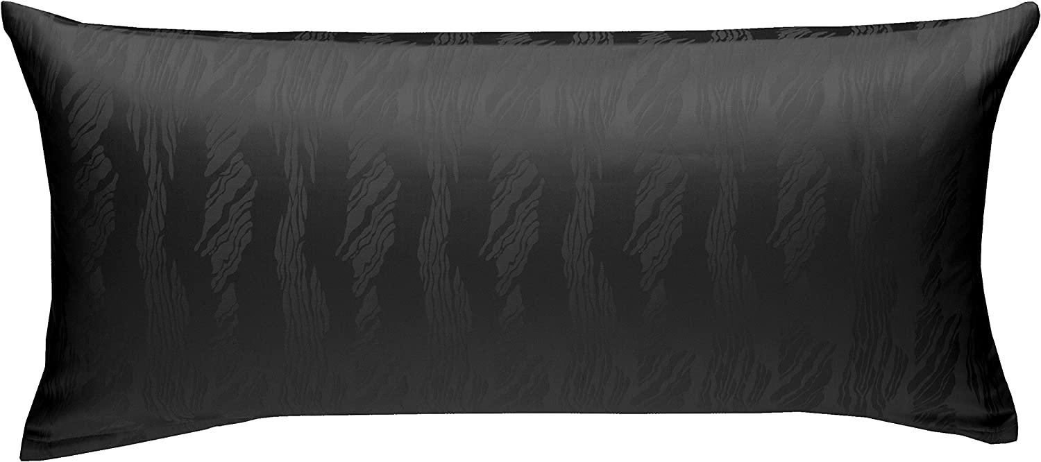 Bettwaesche-mit-Stil Mako Satin Damast Bettwäsche Waves Anthrazit Kissenbezug 40x80cm Bild 1