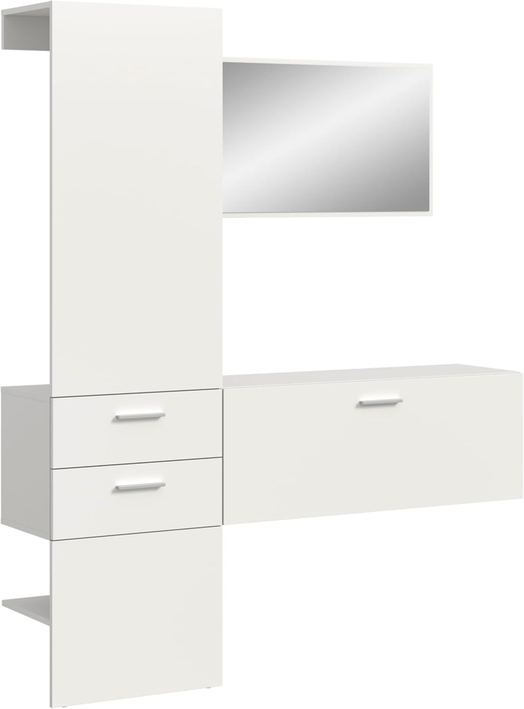 Garderobenkombination (B/H/T: 156x190x36 cm) in weiß Melamin Bild 1