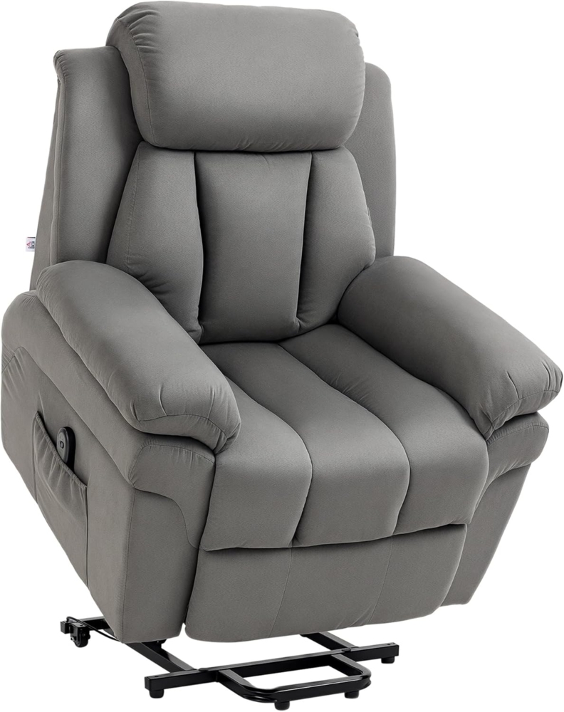 HOMCOM Massagesessel Elektrischer Aufstehsessel, Fernsehsessel mit Seitentasche (Ruhesessel, 1-St, TV-Sessel), für Wohnbereich, Hellgrau Bild 1