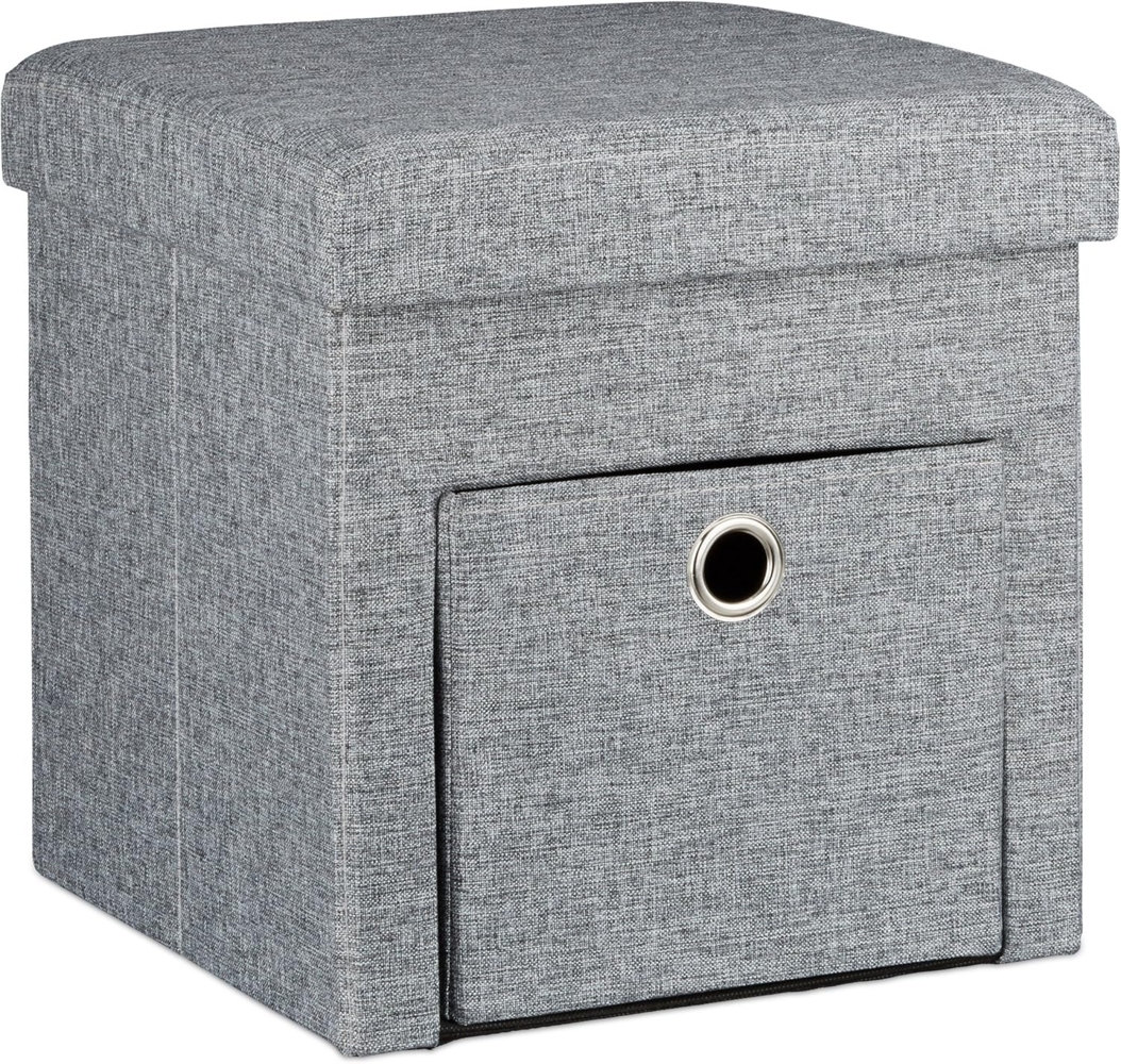 Faltbarer Sitzhocker Leinen mit Fach Bild 1