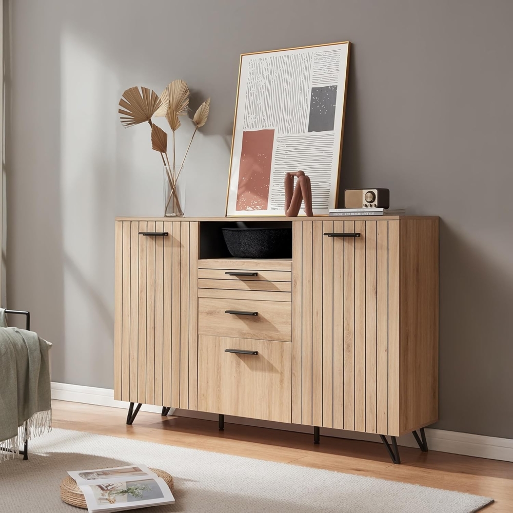 Sideboard Noppen 100x150x38 cm Eicheoptik [en. casa] Bild 1