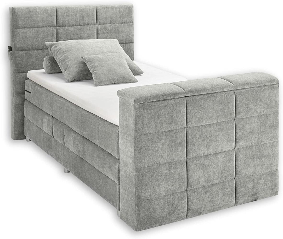 DENVER 6 Boxspringbett 120x200 mit Bettkasten, Schlamm - Bequemes Doppelbett mit 7-Zonen Federkern Matratze und Topper - 134 x 123 x 240 cm (B/H/T) Bild 1