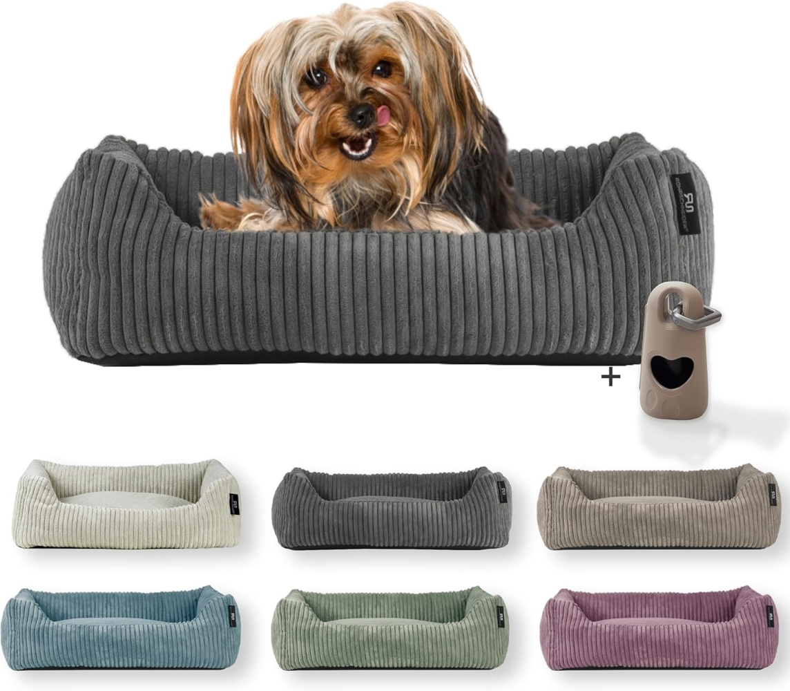 Rohrschneider Tierbett Hundebett Hundekorb Cordstoff, inkl. Gassibeutel Bild 1