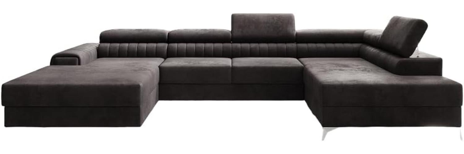 Designer Sofa Collina mit Schlaf- und Klappfunktion Samt Dunkelbraun Rechts Bild 1