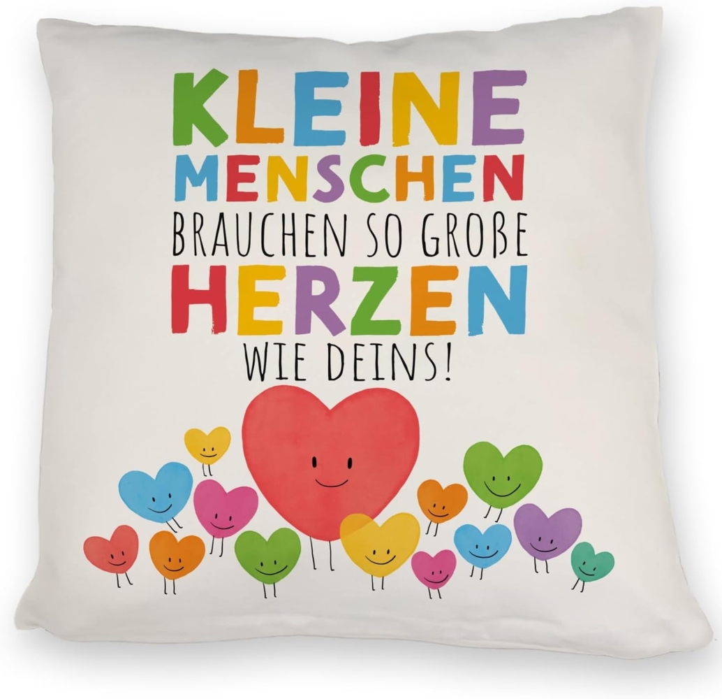 speecheese Dekokissen Herzen Kissen mit Spruch Große Herzen für kleine Menschen Bild 1