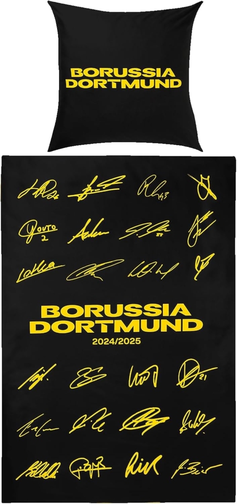 BVB MERCHANDISING Wendebettwäsche BVB Bettwäsche Unterschriften 2024/2025 Bild 1