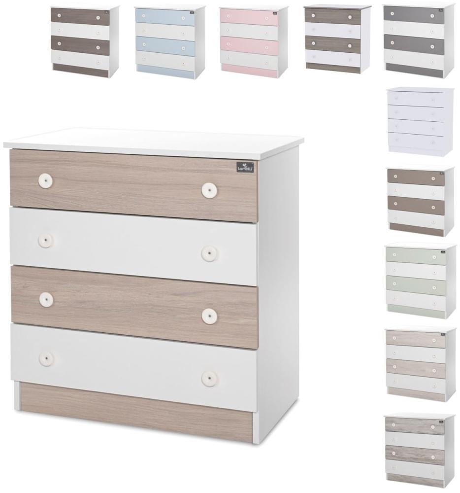 Lorelli Kommode Dresser 81 x 50 x 86 cm, 4 große Schubladen, schnelle Montage hellbraun weiß Bild 1