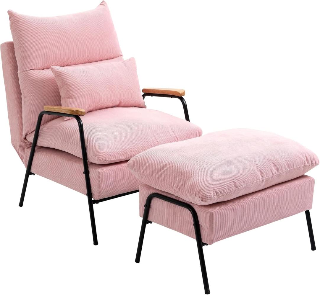 HOMCOM Relaxsessel Sessel, Polsterstuhl, inkl. Kissen, 68 cm x 91.5 cm x 88 cm, Rosa (Relaxsessel, 2-St, Ohrensessel), für Schlafzimmer, Wohnzimmer Bild 1