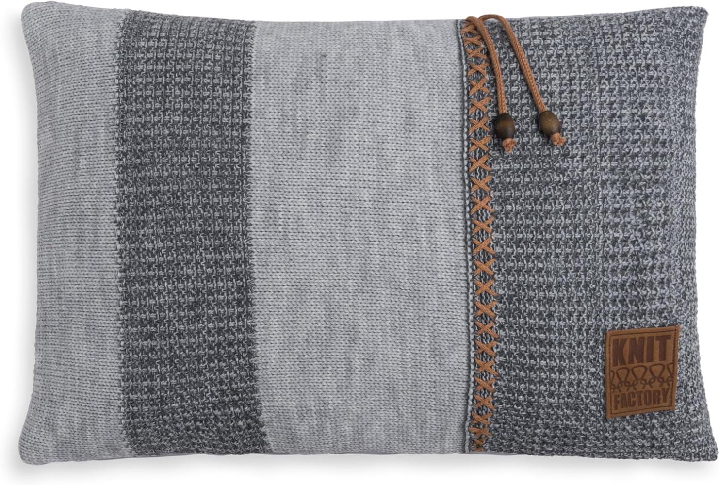 Knit Factory Roxx Kissen 60x40 cm Gestreift Anthrazit Grau Bild 1