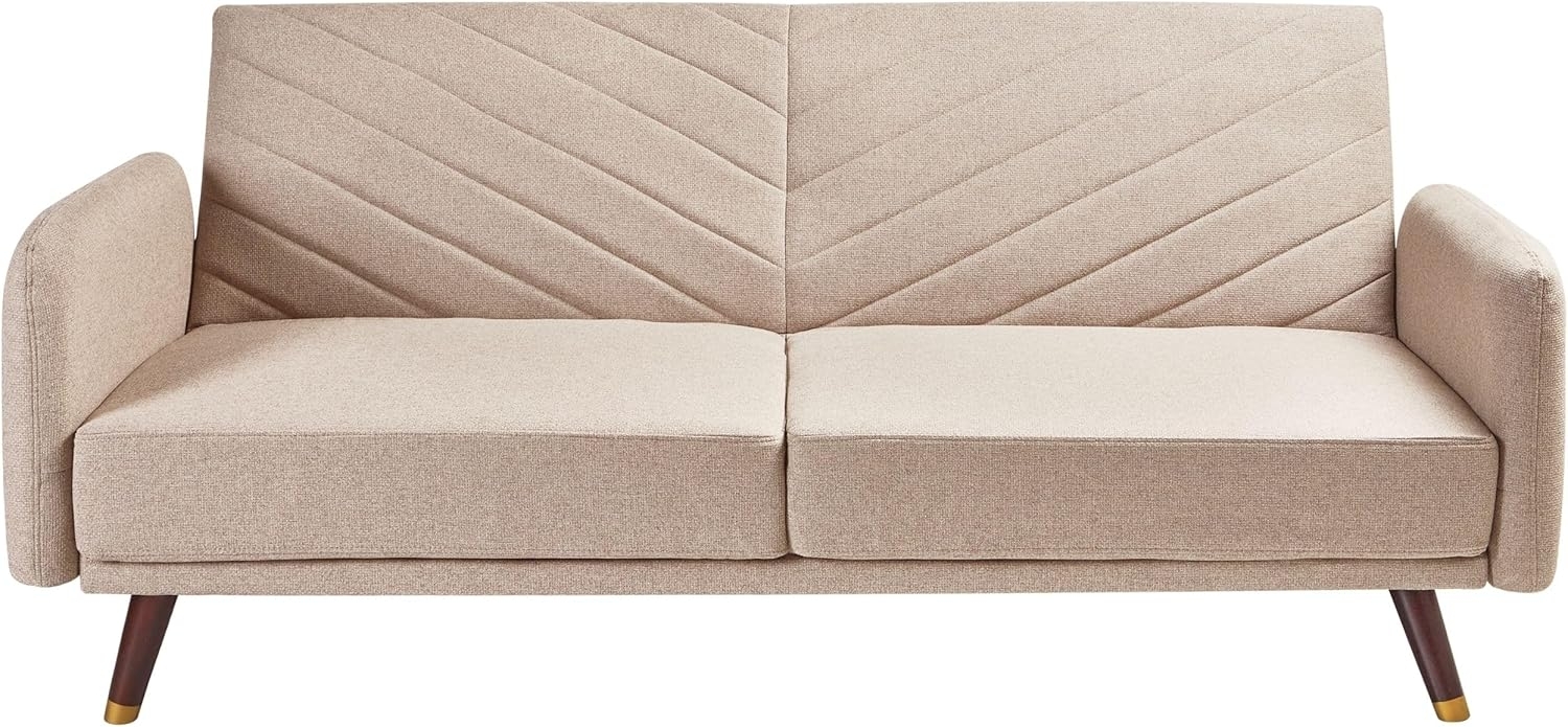 Schlafsofa SENJA Hellbraun Kunstleinen Bild 1