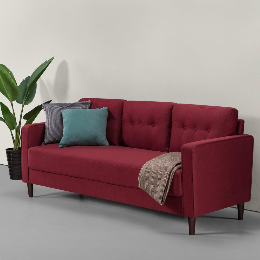 Zinus Sofa / Kleine gewebte Polstercouch / 194x86x78 / rubinrot Bild 1