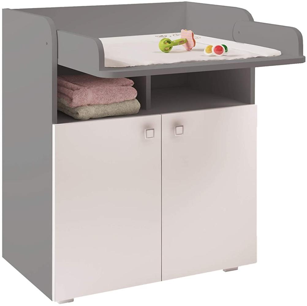Polini Kids Baby Wickelkommode Wickeltisch Simple grau-weiß Bild 1