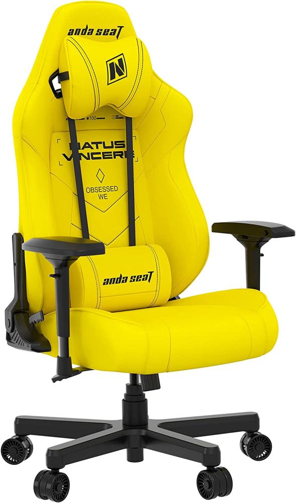 Anda Seat Navi Pro Gaming Stuhl Gelb - Premium Leder Gaming Chair, Ergonomischer Bürostuhl mit Unterstützung der Lendenwirbelsäule und Kissen - Gamer Stuhl für Erwachsene und Jugendliche Bild 1