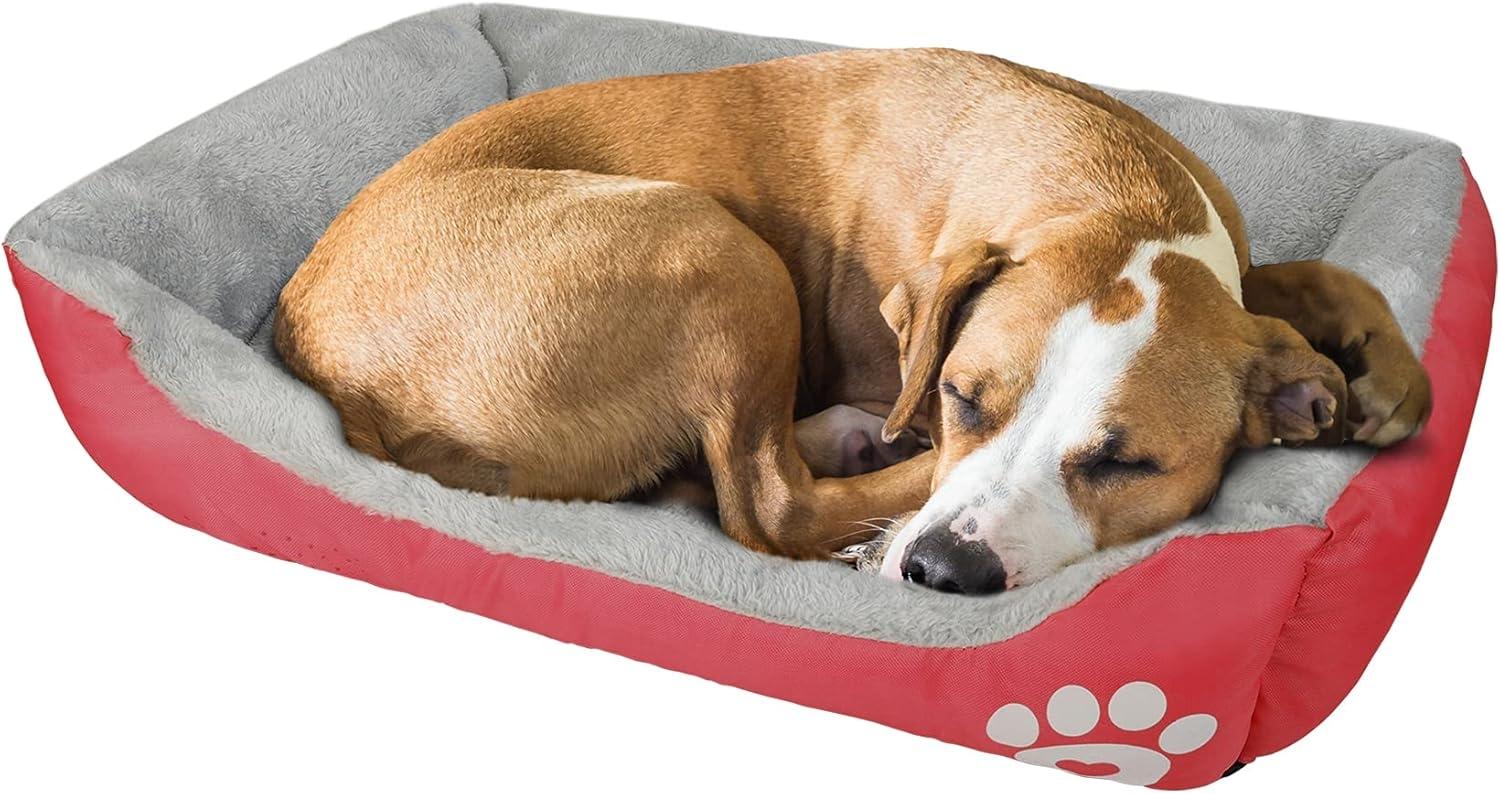 wuuhoo® Hundebett Lucky für kleine und mittelgroße Hunde - weich, waschbar, für Hund oder Katze, flauschig - rot, 60 x 35 cm Bild 1