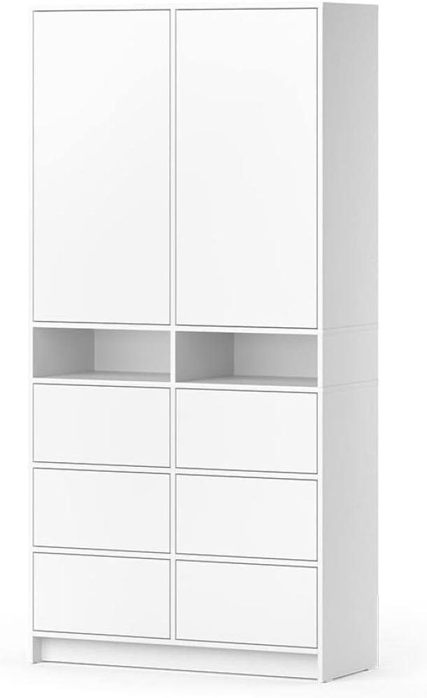 Vicco Kleiderschrank Naara Weiß 98,6 x 200 cm mit Schubladen Bild 1