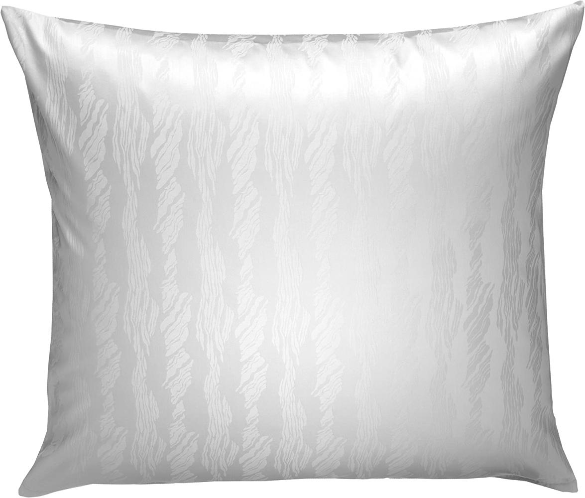 Bettwaesche-mit-Stil Mako Satin Damast Bettwäsche Waves weiß Kissenbezug 40x40cm Bild 1