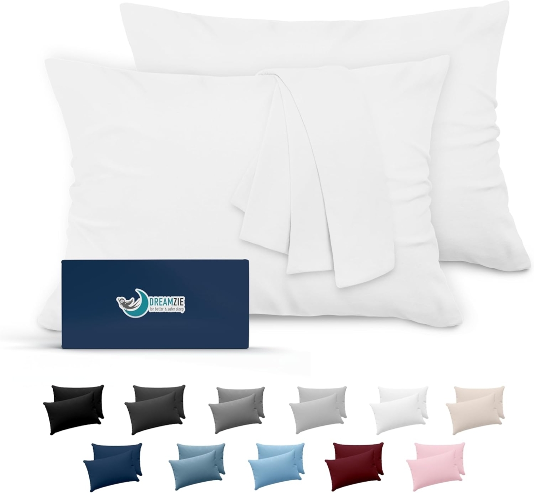 Dreamzie Kissenbezug 50x70 Weiß 2er Set Mikrofaser Oeko-TEX Zertifiziert Kopfkissenbezug 50x70 Weich Bild 1