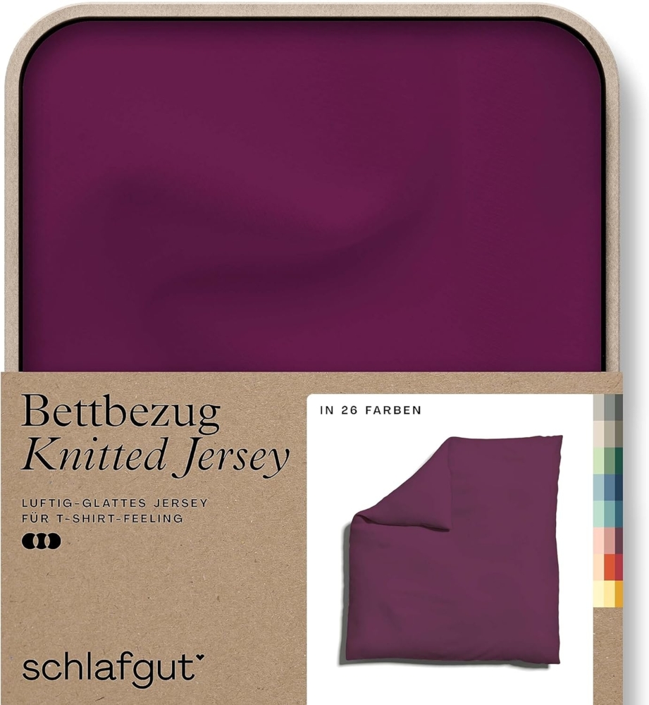 Schlafgut Knitted Jersey Bettwäsche | Bettbezug einzeln 240x220 cm | purple-deep Bild 1