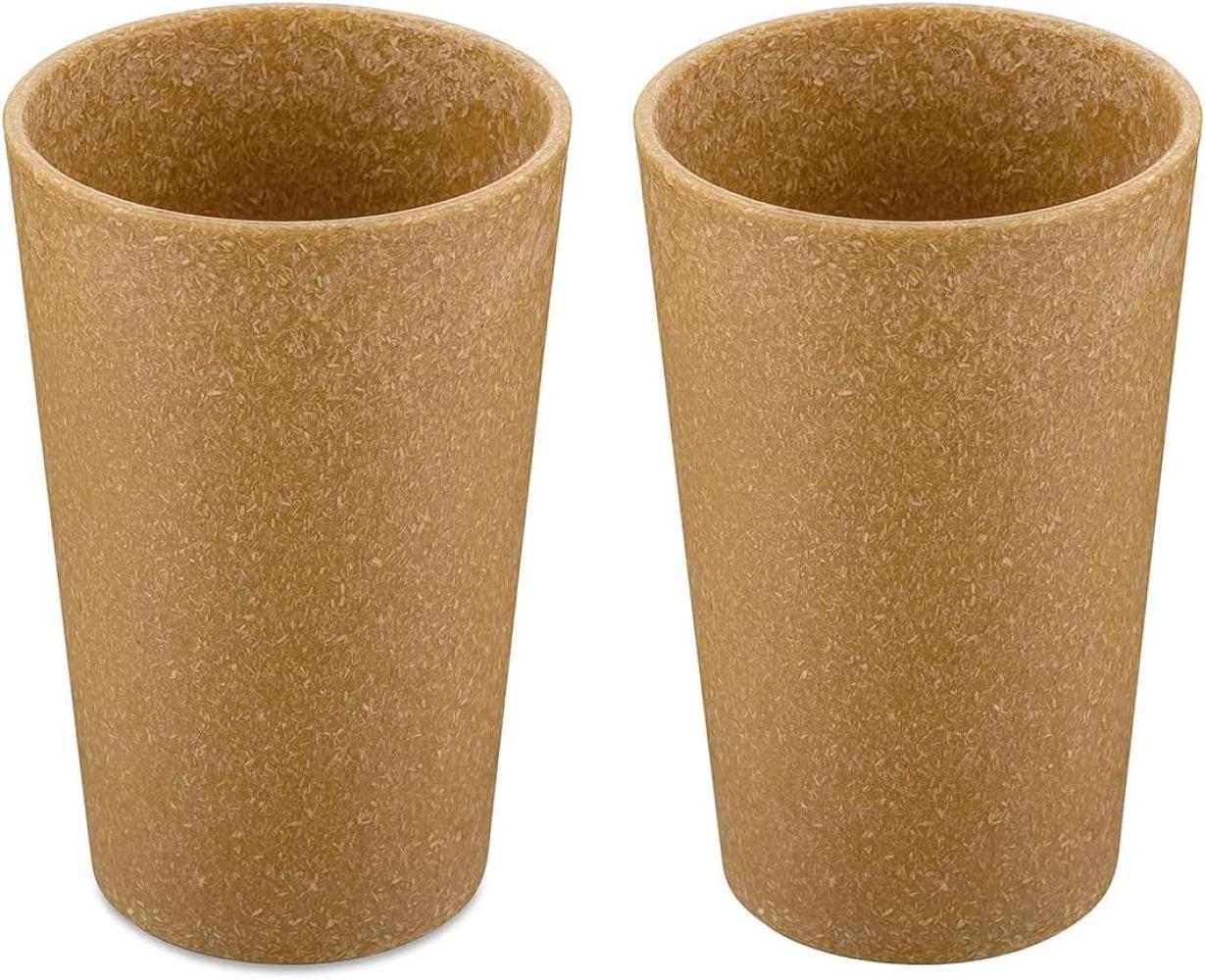 Koziol Becher 2er-Set Connect Cup L, Trinkgläser, Kunststoff-Holz-Mix, Nature Wood, 350 ml, 7022702 Bild 1