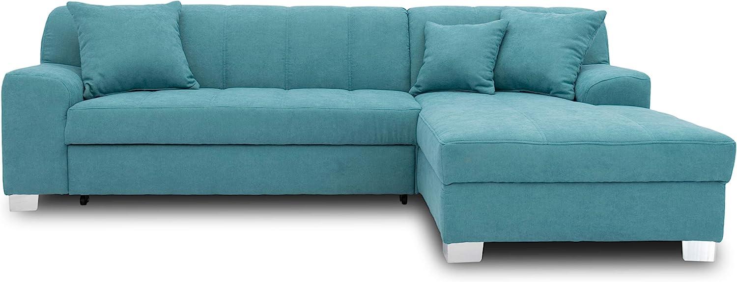 DOMO. collection Capri Ecksofa | Eckcouch in L-Form mit Schlaffunktion, Polsterecke Schlafsofa, türkis, 239x152x75 cm Bild 1