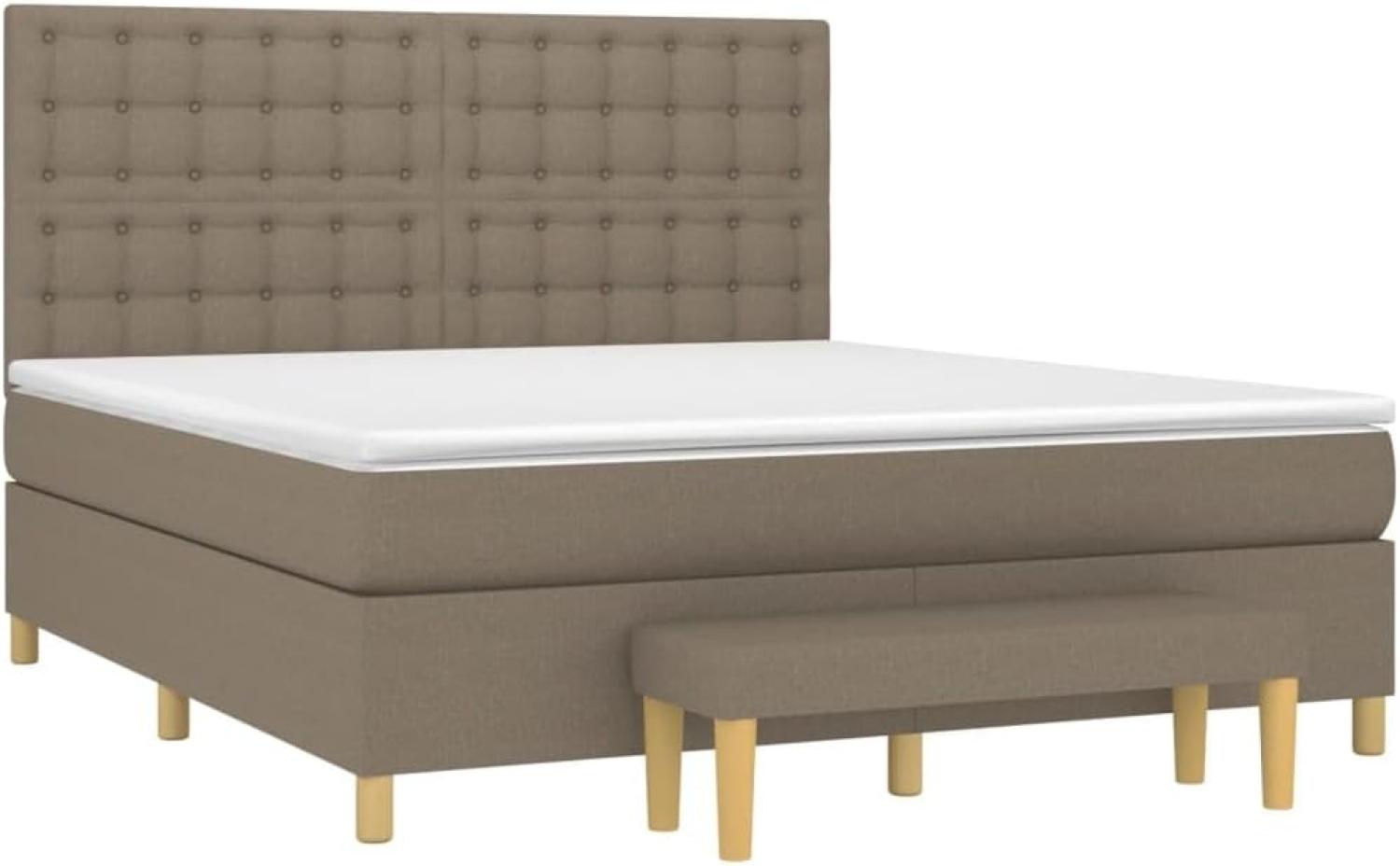 vidaXL Boxspringbett mit Matratze Taupe 160x200 cm Stoff 3137489 Bild 1