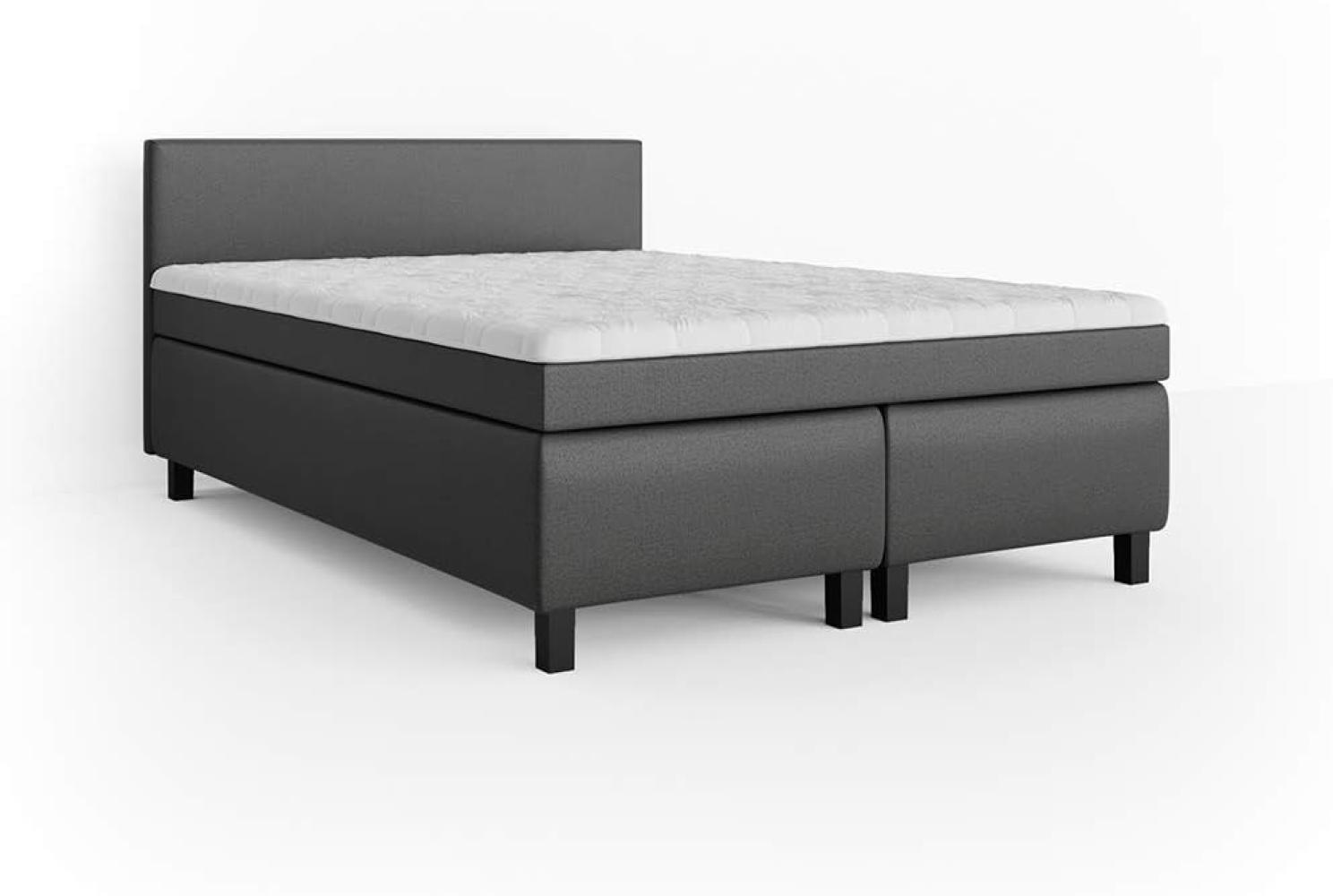 Boxspringbett mit Federkernmatratze und Komfortschaum-Topper, grau, 140x200 cm Bild 1