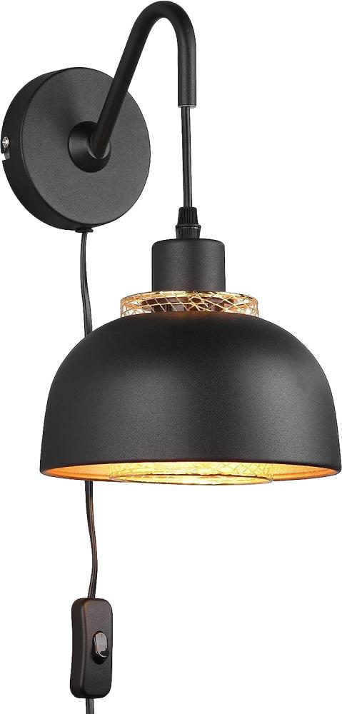 TRIO Leuchten Wandleuchte Punch, Ein-/Ausschalter, ohne Leuchtmittel, warmweiß - kaltweiß, Industrie-Look mit Doppelschirm schwarz-gold, exkl 1xE27 max 40W Bild 1