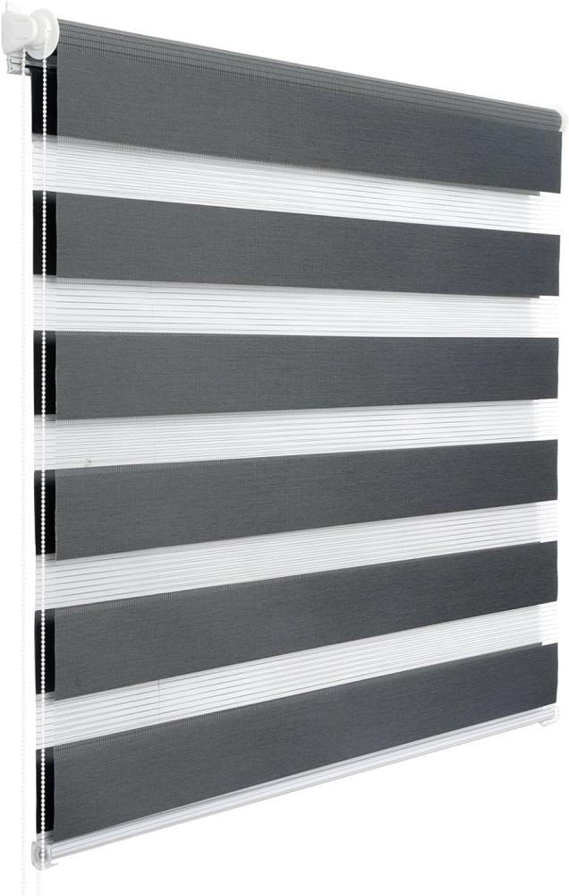 WOLTU Doppelrollo Klemmfix ohne Bohren Dunkelgrau 65x120 cm (BxH), Duo Rollo Zebrarollo Fensterrollo Klemmrollo Seitenzugrollo Easyfix lichtdurchlässig & verdunkelnd Rollos für Fenster und Tür Bild 1