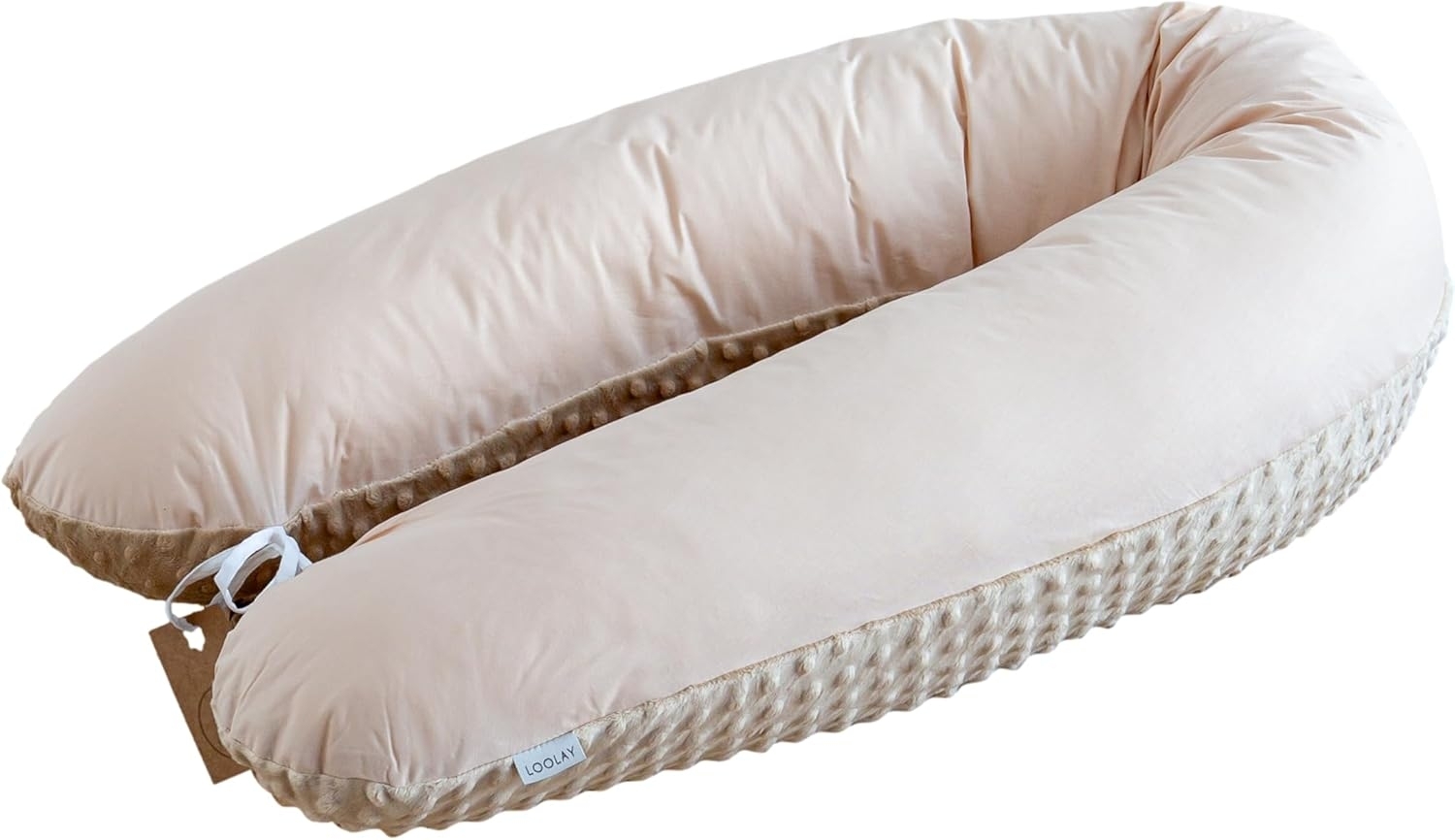 Loolay Seitenschläferkissen BEIGE Baumwolle/ MINKY Schwangerschaftskissen Stillkissen M/L o. L/XL, WEICH oder EPS Kügelchen Füllung, 170 oder 190 cm SIZE-Standard, Stillkissen + Kissenbezug abnehmbar mit Reißverschluss!, LOOLAY® 100% Europäische Stoffe... Bild 1