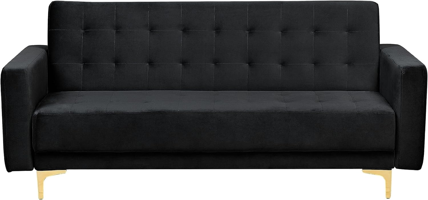 3 Sitzer Sofa ABERDEEN Schwarz Samtstoff Bild 1