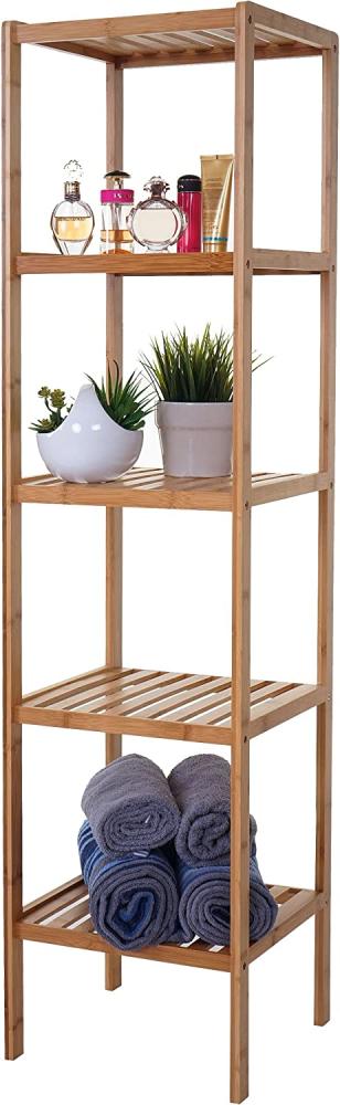 Badregal HWC-B18, Badezimmer Badschrank Standregal, Bambus ~ 140x34x33cm Bild 1